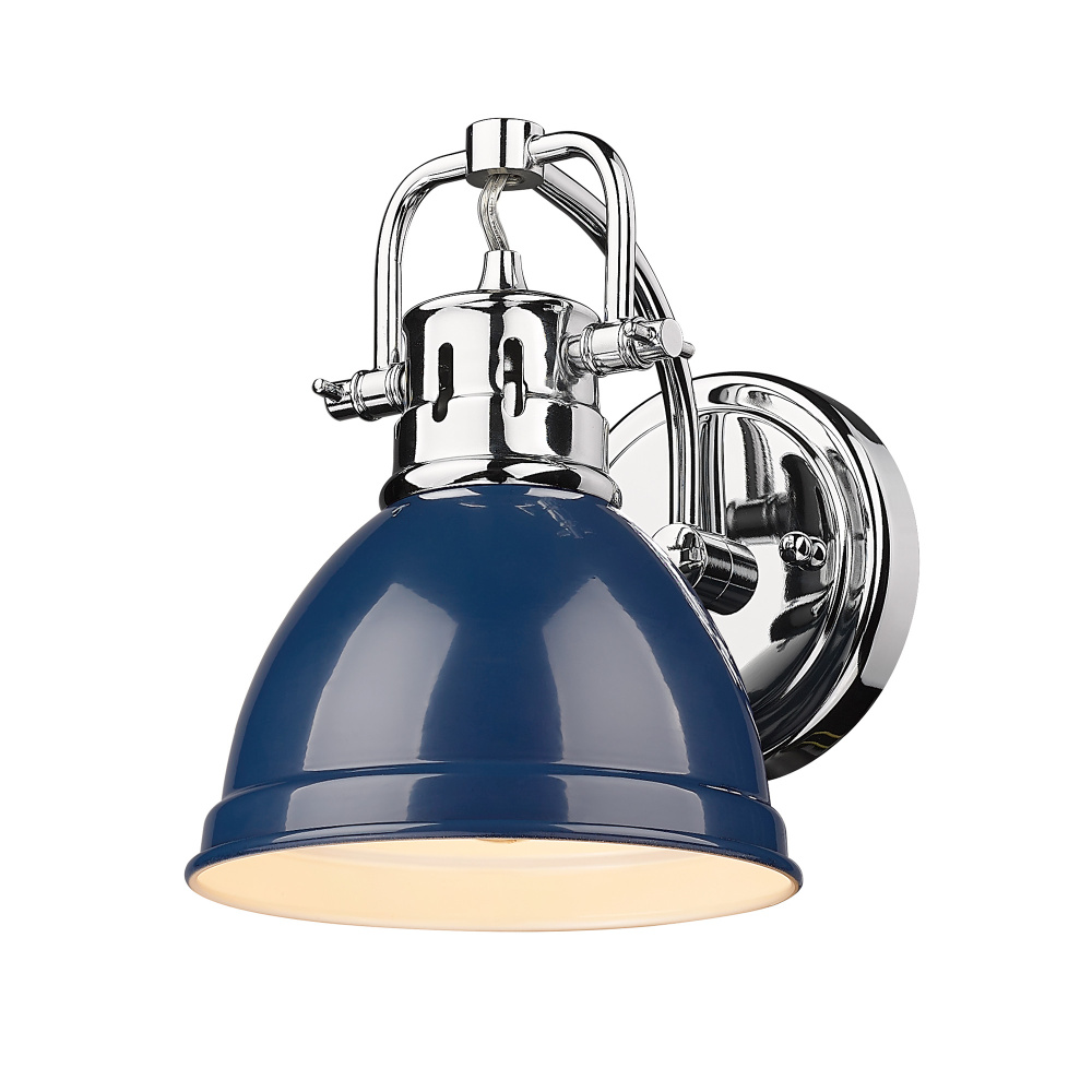 Yep by Golden Lighting Duncan 1-light Vanity in Chrome and Navy Blue shade